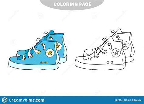 simple coloring page running shoe   colored  coloring book