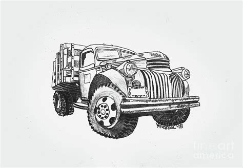 farm truck graphite pencil drawing  scott  van osdol