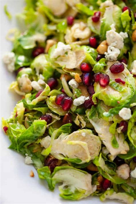 holiday shaved brussels sprout salad with pomegranate