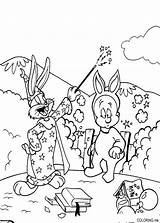 Bunny Bugs Coloring Pages Elmer Fudd Colouring Busg Printable Cartoon Book Magician Duck Daffy Getcolorings Fun Rabbit Books sketch template