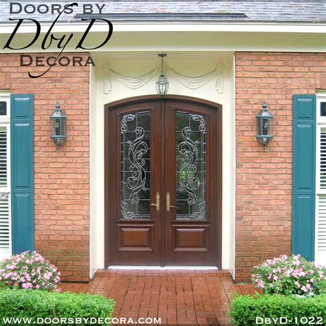 Custom Estate Leaded Glass Double Entry Doors Wood Doors
