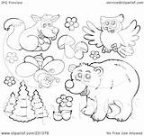 Animals Forest Coloring Pages Plants Outlines Collage Clipart Animal Digital Illustration Royalty Visekart Rf Brilliant Underground Collection Background Birijus Transparent sketch template