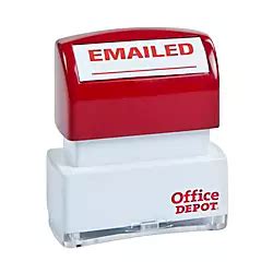 office depot brand pre inked message stamp emailed red  office depot