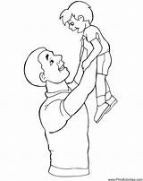 Coloring Son Dad Father Pages Young Lifting Fathers Happy sketch template
