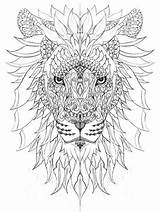 Coloring Pages Adults Lion Adult Mandala Difficult Lions Tattoo Animal sketch template
