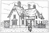 Villa Coloring House Cottage Printable Victorian English Pages Book Homes Choose Board Style sketch template