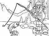 Fisherman Lake Landscape Coloring Pages Fishing Printable Kids Adult Categories sketch template