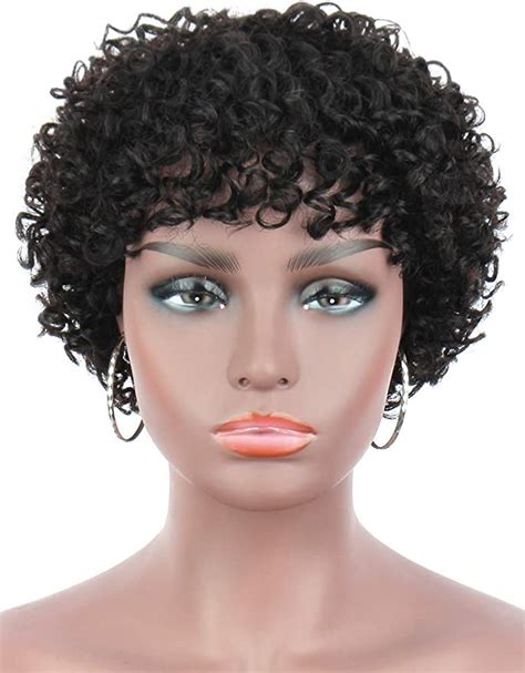 beauart short afro curly human hair wigs  black women curly full wig  hair bangs natural