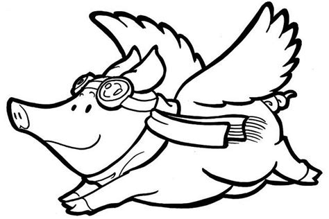 flying pig printable coloring page
