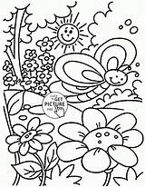Coloring Spring Pages Kids Printable Preschool Springtime Sheets Drawing Kindergarten Season Seasons Time Printables Nature Nice Toddlers Print Clipart Wuppsy sketch template