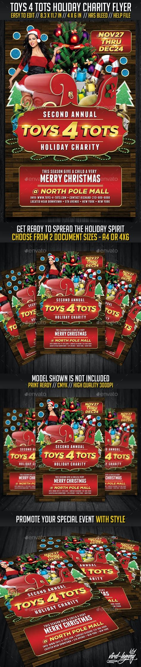 toys  tots charity flyer  print templates graphicriver