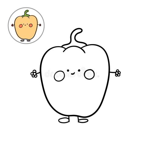 children  coloring page  cute paprika character linear vector