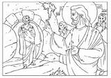 Lazarus Coloring Jesus Dead Raises sketch template