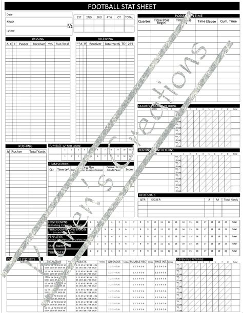 football score sheet custom football custom forms custom