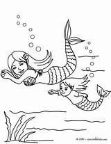 Coloring Pages Swimming Mermaid Mermaids Baby Color Group Groups Escolha Pasta Getdrawings Drawing Sereia Hellokids Print sketch template