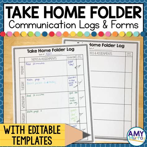 daily communication log   home folder cover teaching