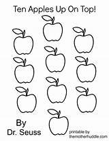 Apples Apple Coloring Preschool Pages Top Ten Seuss Dr Printable Color Activities Craft Print Kids Printables Crafts Kindergarten Drawing Book sketch template