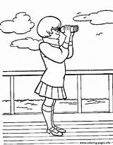 Scooby Doo Coloring Pages Velma 711b Spying Color Printable sketch template