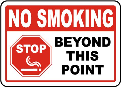 No Smoking Beyond Point Sign By J2508