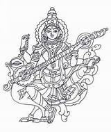 Saraswati Saraswathi Lakshmi Maa Veena Durga Ganesha Narasimhar sketch template