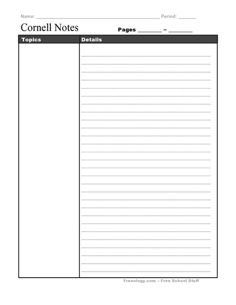 printable cornell notes templates  templatearchive
