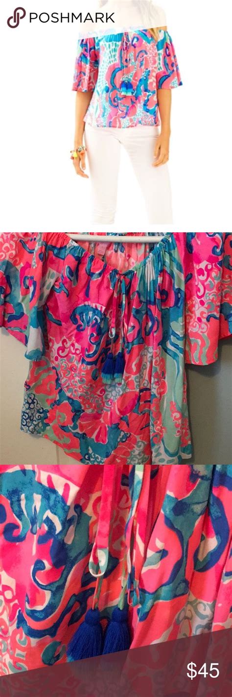 Nwot Lilly Pulitzer Sain Top Coral Reef I’m So Jelly Print