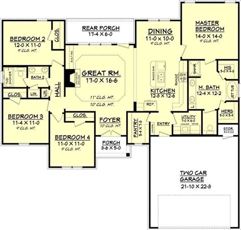 cottage ranch floor plan  bedrms  baths  sq ft   bedroom house plans
