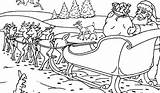 Coloring Santa Reindeer Sleigh Pages Christmas Claus Printable Print Popular Coloringtop sketch template