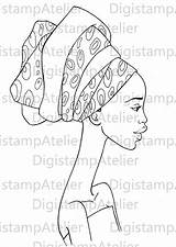 Africaine Digi Afican Instant Africaines Africanas Africanos Infantil Turbante Turbantes Africano épinglé Blanca sketch template