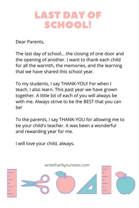 letter  students  teacher  farewell examples letter