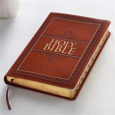 holy bible kjv large print thumb index edition tan imitation leather