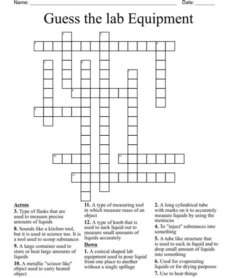 lab equipment crossword puzzle wordmint