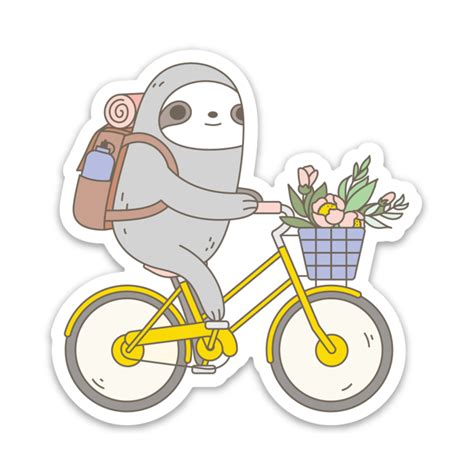 biking sloth vinyl sticker in 2020 red bubble stickers