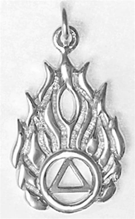 Sterling Silver Aa Symbol In Flames Pendant