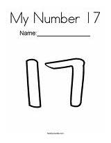 17 Number Coloring Seventeen Writing Practice Word Outline Envelopes Many Color Tracing Twistynoodle Print Noodle sketch template