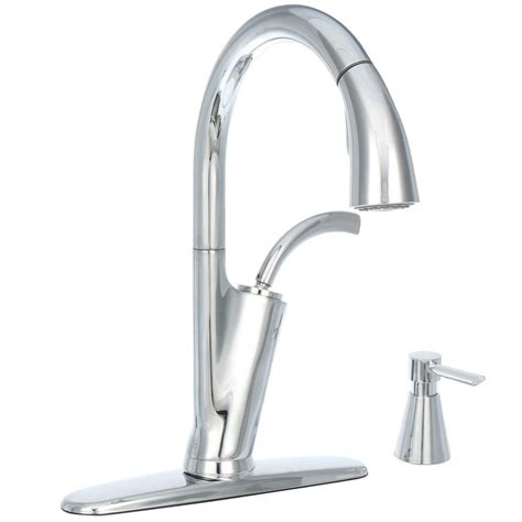 glacier bay heston single handle pull  sprayer kitchen faucet  soap dispenser  chrome