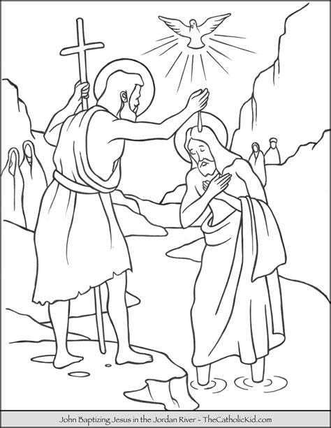 saint john baptizing jesus   river jordan coloring page