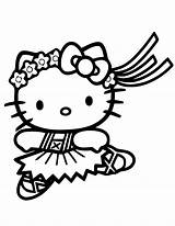 Kitty Colorear Ballerina Kolorowanki Kity Druku Danseuse キティ Colouring sketch template