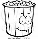 Popcorn Bucket Coloring Clipart Cartoon Mascot Outlined Vector Cory Thoman 2021 sketch template