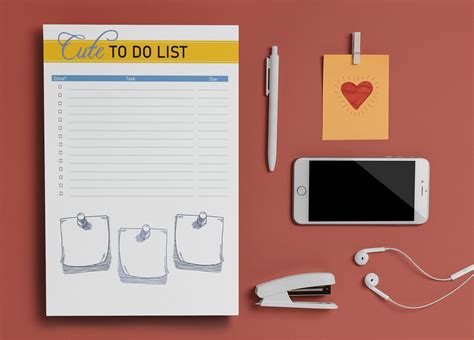 cute   list editable printable template daily planner etsy