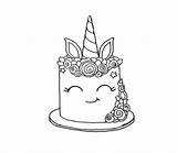 Unicorn Coloring Cake Pages Smiling Printable Print sketch template