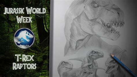 Jurassic World Week 4 T Rex And Raptors Realistic Pencil