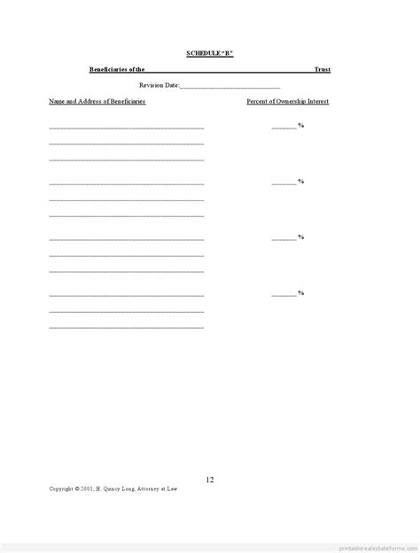 printable trust agreement assorted legal forms