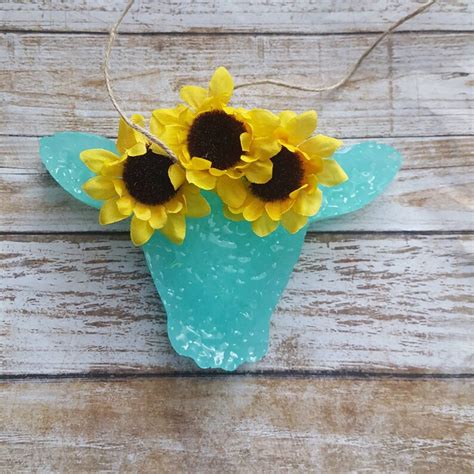 cow head with sunflowers car scent air freshener aroma etsy