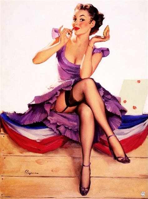 1940s pin up girl putting on my makeup picture poster