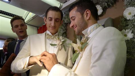 sas proves love is in the air with same sex in flight weddings stuck