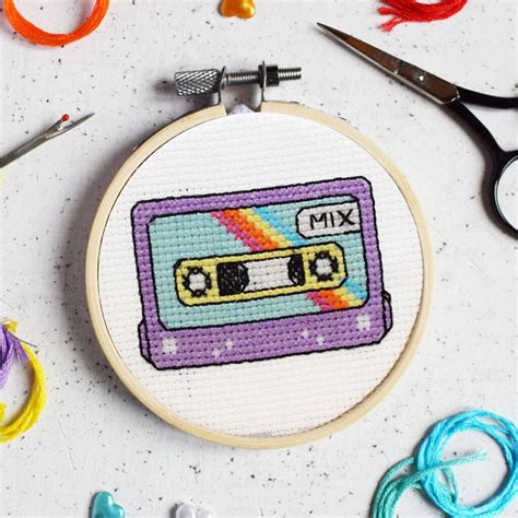 mixtape mini cross stitch kit    arcade cross stitch cross stitch kit cross stitch