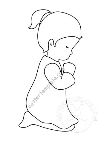 girl praying coloring page easter template