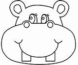 Hippo Coloring Pages Face Cartoon Printable Family Baby Cute Procoloring Choose Board sketch template