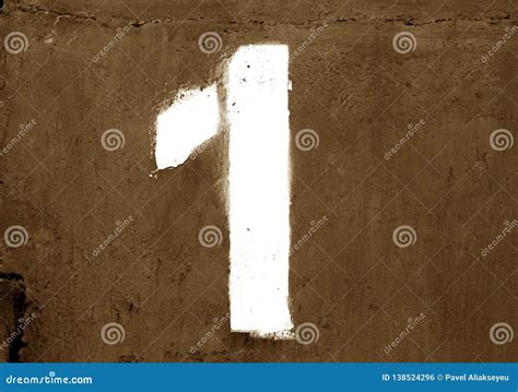 number   stencil  metal wall  brown color stock photo image  paint grunge